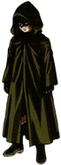 Tomas, in his dark hooded outfit