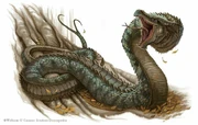 A green serpentine dragon
