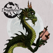 A green Japanese dragon reading a scroll