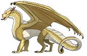 A sand coloured dragon with white dorsal fins