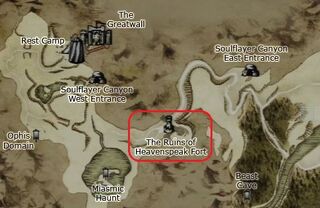 Location of The Ruins of Heavenspeak Fort (close view)