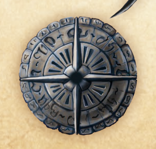 Защита кинжала из Design Works (стр.229). Среднее кольцо рун использует 'Алфавит Грансиса'