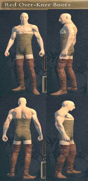 Red over-knee boots details