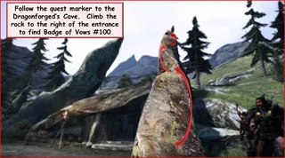 1. Follow the quest marker to the Dragon Forged's Cave. Scale the rock to the right of the cave's entrance.