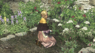 Aelinore tending the flowers.