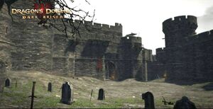 The main bastion of the Greatwall, and side entrance, viewed from the inner court graveyard