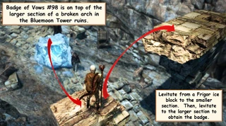 Create a Frigor ice block uphill from the smaller broken arch section.