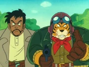 An Animal-type Earthling (right), standing next to a Human-type Earthling.