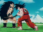 Goku Grabs the Tail of Raditz