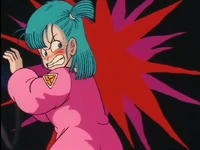 Bulma prepares to shoot.