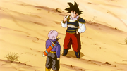 Trunks gives Goku medicine