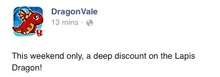 Lapis Dragon Limited Sale Facebook Message 2015