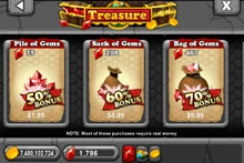 Gem Bonus in Treasure section of Market (US Dollar)