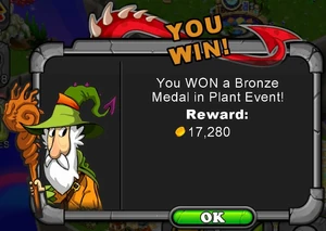 Message card for winning Bronze Medal