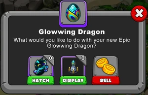 Glowwing Dragon Hatch Menu