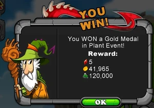 Message card for winning Gold Medal