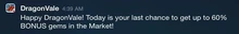 Bonus Gem Sale Notification