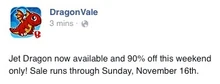 Jet Dragon Limited Sale Facebook Message 2014
