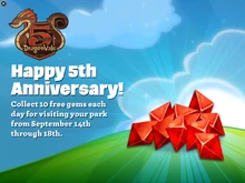 5th Anniversary Free Gems In-Game Notification