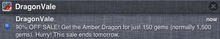 Amber Dragon Last Call "Sale" Notification 2013