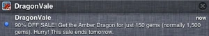 Amber Dragon Last Call "Sale" Notification 2013