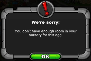 Message when nursery does not have enough room