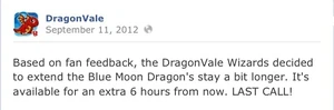 Blue Moon Dragon Facebook Message: Last Call 2012