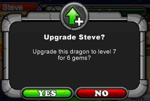 Example: Confirmation Message to Upgrade a Dragon to Level 7