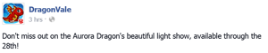 Aurora Dragon Facebook Message: Last Call 2015