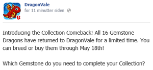 Gemstone Collection Comeback Facebook Message 2014
