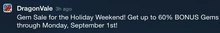 Bonus Gem Sale Notification 2014