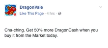 Bonus Dragoncash Facebook Message