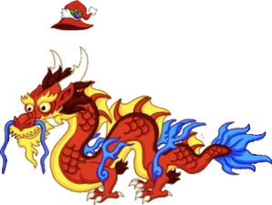 Dragon wearing a holiday hat (replaces crown)