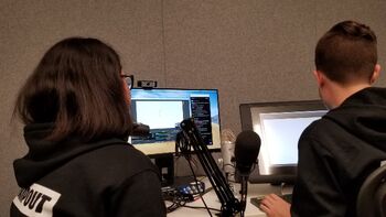 Karina and Jacob during a stream at the CollegeHumor offices.