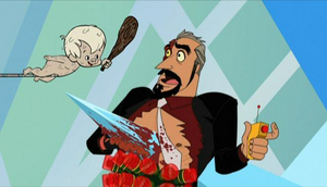 Bamm-Bamm attacks the network head.