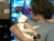 Eret and their cat, Goose