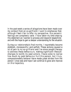 Page one of Wilbur's response.