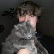 Karl and his cat, Grey