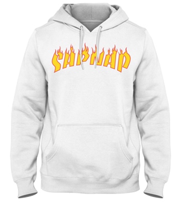 Sapnap Merch Flame Name Pollover Hoodie Hip Hop Sweatshirt,White