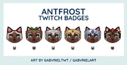 Antfrost's Twitch badges, drawn by Gabvrielart