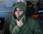 Puffy in a frog hoodie