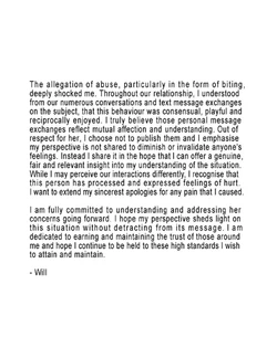 Page two of Wilbur's response..