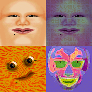 All Giant Head textures. Top Left - Normal, Top Right - Kanji, Bottom Left - Downer, Bottom Right - Sexual.