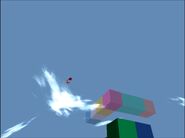 The train flies away.