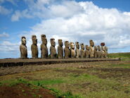 The real-life example of the Moais, found on the Easter Island.