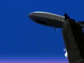 The Zeppelin is seen above the Empire State Building in the Monument Park.