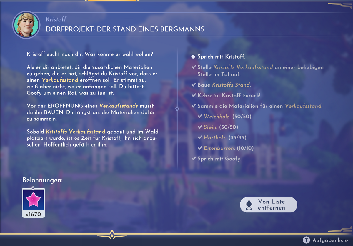Dorfprojekt Der Stand eines Bergmanns Disney Dreamlight Valley Wiki
