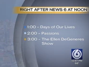 Screencap from towards the end of News 6 at Noon. Recorded December 2004