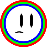 Version has the face frowning (used on technical fault slides and program interruptions)