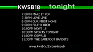 A picture of a KWSB tonight bumper from April 19, 2016.